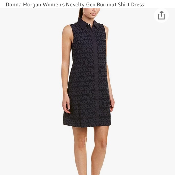 Donna Morgan-Novelty Geo Burnout Shirtdress Navy w/Triangle print- sizes 0-2 NWT - Picture 9 of 11